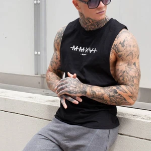 Men Letter Pure Deep Cut Gym Bodybuilding Muscle Training Cotton Tank Top Vest - Picture 1 of 9