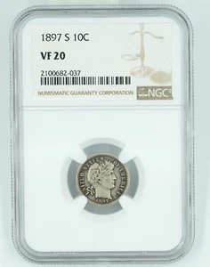 1897-S NGC VF20 Barber Dime - Picture 1 of 3