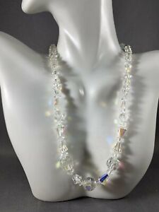 Iridescent Translucent Child's Necklace Glass Beads 15 Inch