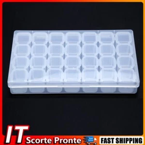 Custodia in plastica per nail art con coperchio trasparente 28 slot vuoti per pi - Foto 1 di 5
