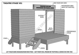 THEATRE STAGE V01 - CUBBY HOUSE PLAY TIME ! - Full Building Plans in 2D & 3D