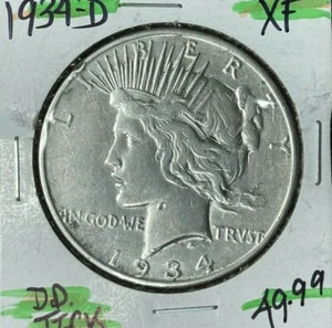 1934-D PEACE SILVER DOLLAR ~ XF "TICK" ~NICE COIN~ REF# D/D - Picture 1 of 2