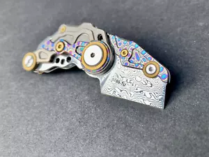 Sanrenmu 6185-TU Pendant Damast Rainbow Flamed Mini Slipjoint Neckknife EDC - Bild 1 von 4