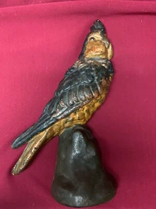 Fermo porta in ghisa cacatua vintage vernice originale fonderia Albany? - Foto 1 di 7