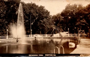 RPPC Postcard Camp Humiston Memorial Swimming Pool Pontiac Illinois IL 1930s - Picture 1 of 4