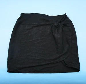 Victorias Secret Medium Large Black Twist Cover Up Wrap Skirt Ribbed Bottom Swim - Picture 1 of 8