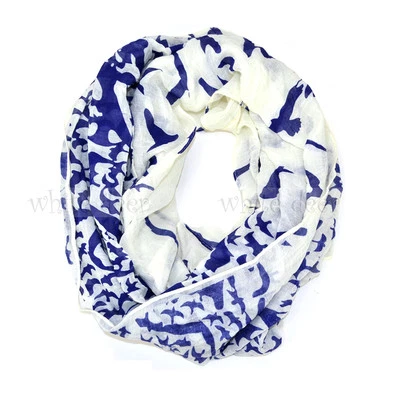 Bufanda informal envolvente de bucle circular bloque arrugado estampado pájaro águila marina Foto 1 de 2