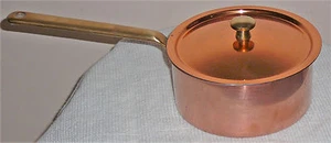 Circa 1980s copper covered saute pot, brass handle and cover holder. Swiss made - Picture 1 of 3