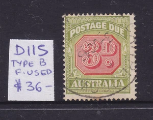 POSTAGE DUES AUSTRALIA:   3d  SG D115  TYPE B    F.USED - Bild 1 von 2