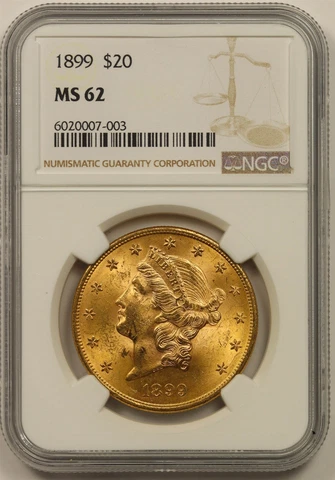 1899 $20 NGC MS 62 Liberty Head Gold Double Eagle Cover