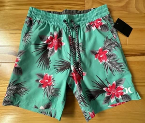 Hurley Men's Sz S Hibiscus Volley Elastic Waist Swim Trunks Board Shorts Hawaii - Picture 1 of 6