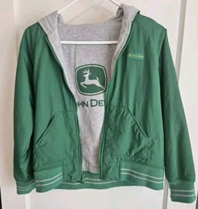 John Deere Reversible Jacket Hooded Green Gray Full Zip Coat Softshell Farming - Picture 1 of 14