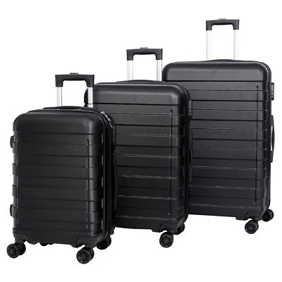 SEGAWE 22''/26''/30'' Luggage Set of 3 Spinner Hardside Suitcase Carry-On Luggage Black