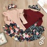3/Pcs Toddler Infant Girls Outfits Headband+Tops+Floral Pants Kids Clothes Suit