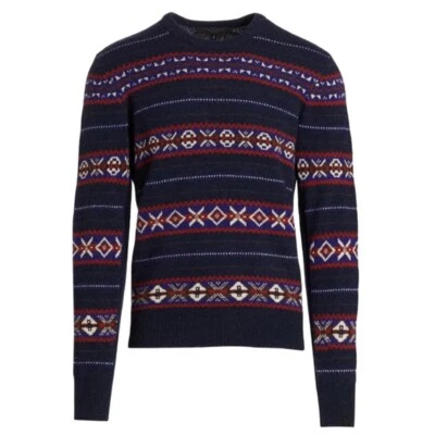 RAG & BONE Men’s Wesley Fairisle Wool Sweater Crewneck Size M /070 - Image 1 of 4