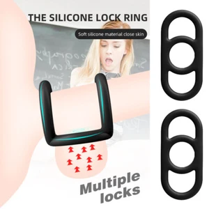 Soft Stretchy Dual Penis Cock Ring Ball Sling Stretcher Enhancer Sex Toy for Men - Picture 1 of 20