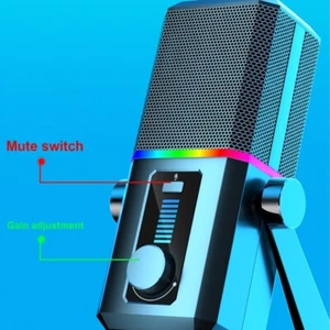Desktop Mic Recording USB Microphone Unidirectional Low Noise with LED - Afbeelding 1 van 8