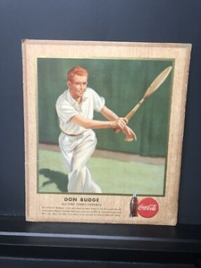 1947 Coca-Cola Cardboard Advertisement Display Sports Hanger Don Budge Tennis