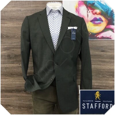 NEW STAFFORD Mens Blazer Sport Coat Casual Size 46L Classic Green Wool Suit - Image 1 of 4