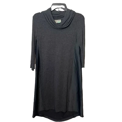 Vestido recto Saturday Sunday capucha cuello XS gris satinado espalda manga 3/4 alto bajo Foto 1 de 4