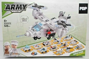 STEM Kids ARMY 528pcs Military Vehicle Aircraft Building Brick Block Toy Set NEW - Picture 1 of 3