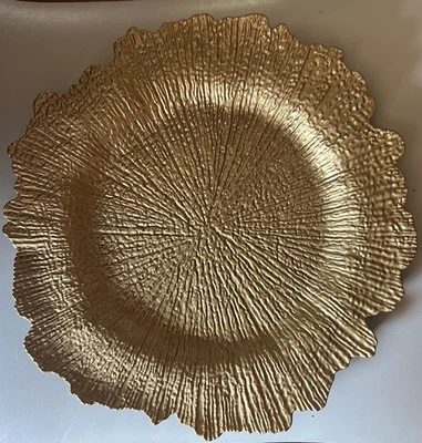 Juego de 12 Placas Cargador Plástico Arrecife Dorado, 13" Reutilizables, Entretener, Comedor Foto 1 de 4