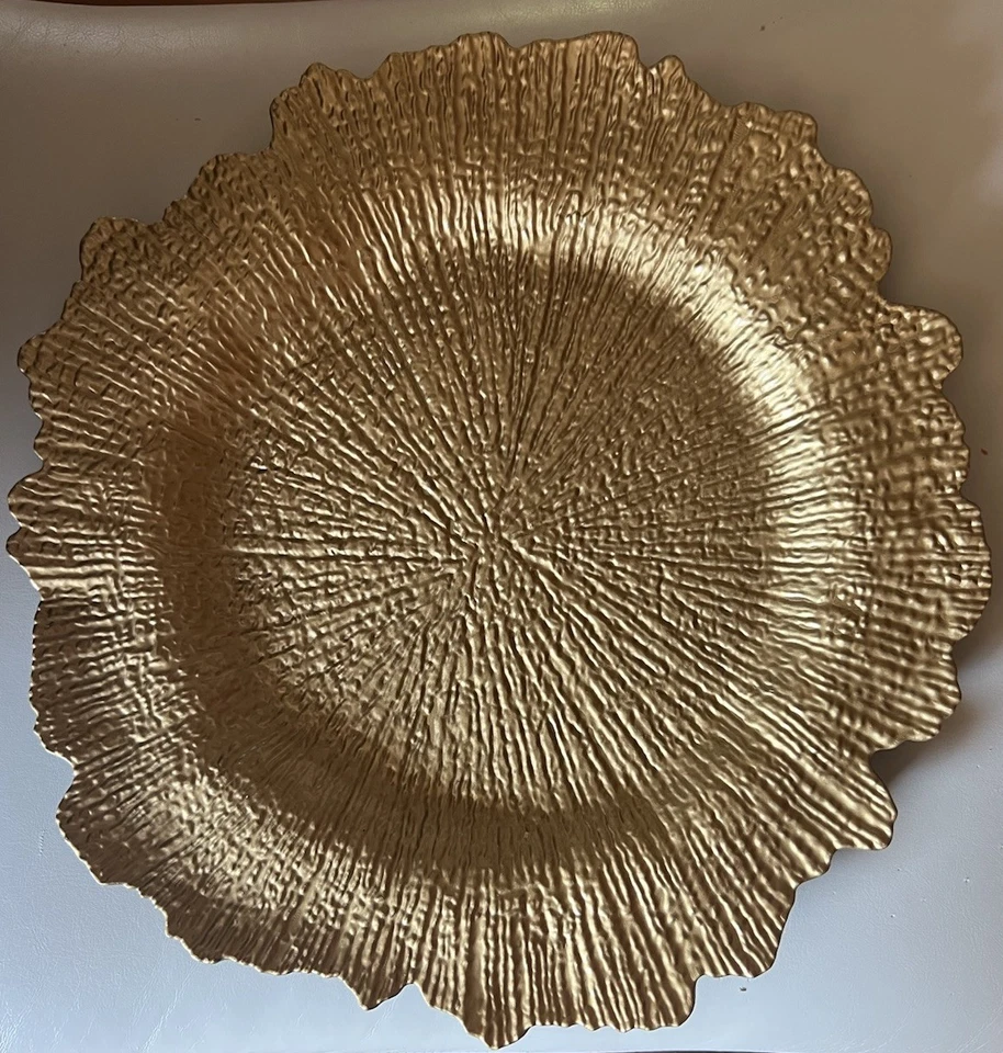 Juego de 12 Placas Cargador Plástico Arrecife Dorado, 13" Reutilizables, Entretener, Comedor Foto 1 de 4