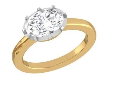 Oval 1.50 Lab Grown Diamond Ring For Wedding Engagement IGI Certified F VS2 - Image 1 of 4