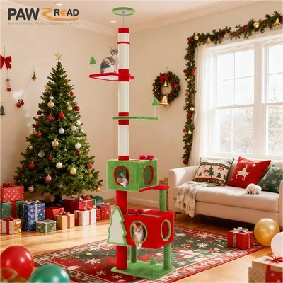 PAWZ Road Weihnachts Kratzbaum Boden bis zur Decke 211–276 cm Rot - Bild 1 von 4