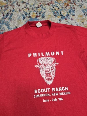 Camiseta Gráfica Vintage 1986 Philmont Scout Ranch Boy Scouts EUA Adulto Tamanho P/M  - Imagem 1 de 4