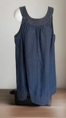 JFW Demin Halter Dress Women’s 20 Blue Summer Cottage Core Minimalist Western ￼ - Image 1 of 4