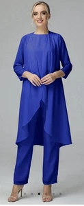 Stunning Bright Blue 3 Piece Trouser Suit 18 By Cincinia Mother Of The Bride - Picture 1 of 19