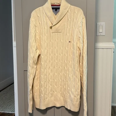 Tommy Hilfiger Wool Blend Sweater Pullover XXL Academia Grandpa Ivory 2XL 90’s - Image 1 of 4
