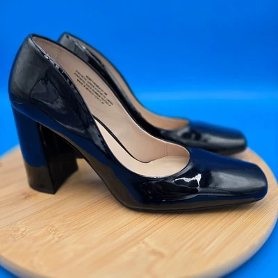 Zapatos de vestir Steve Madden negros charol punta cuadrada tacón bloque para mujer talla 9 Foto 1 de 4