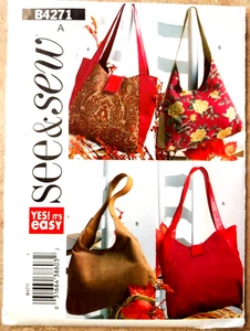 Coser y Coser 4271 Tamaño: 13" por 12" FÁCIL Bolso Monedero Patrón 2 Bolsas Tapas y lengüeta - Imagen 1 de 10