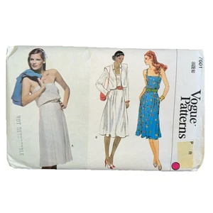 Vogue 7601 Misses Jacket & Back Button Dress Sz 10 Vintage Sewing Pattern CC - Picture 1 of 7