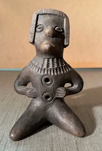 Silbato flauta tribal de arcilla arte popular sudamericano azteca maya México ocarina 6" - Imagen 1 de 4