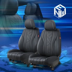 Juego de fundas de asiento de primera fila negra de cuero para auto SUV camioneta serie Touring - Imagen 1 de 8