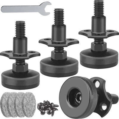 Adjustable Leveling Feet for Furniture - 4 Pack, T-Nut Kit 3/8”-16 Thread, Black — 第 1/4 张图片
