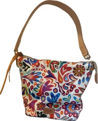 Consuela Sophie Patent Leather Swirly White Hobo Bag Wedge Purse Colorful - Image 1 of 4