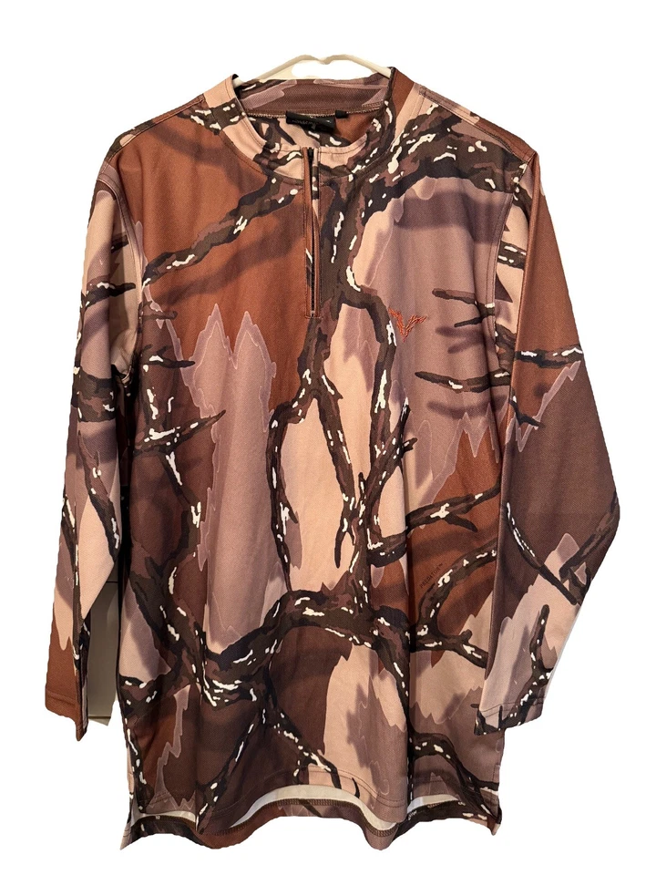 Predator Camo Brown Deception Quarter Zip Lightweight Tec Hunting Shirt - Size M - Image 1 of 4