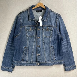 Talbots Vintage Denim Jeans Trucker Jacke Damen Größe Petite XL verwaschene Waschung Neu mit Etikett! - Bild 1 von 13