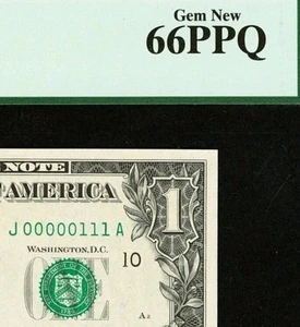 (( LOW # 00000111 )) True Binary Fancy serial number $1 PCGS 66 PPQ near solid - Picture 1 of 3