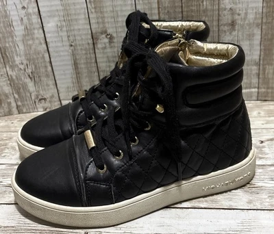 Zapatillas altas Michael Kors Ivy Cora negras metálicas niñas talla 2Y acolchadas con cremallera Foto 1 de 4