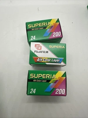 LOT Of 3 Vintage New Superia Fujifilm 200 4th Color Layer x24 EXPIRED 2007 RARE - Image 1 of 4