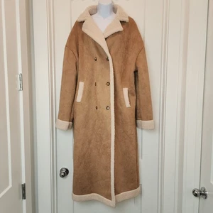 NWT YOZY Faux Shearling Coat XXL Tan Sherpa Teddy Penny Lane Western Yellowstone - Picture 1 of 10
