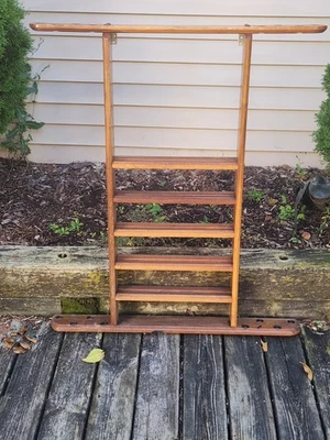 Wood Pool Cue Ball Rack 5 Shelf Holds 8 Cues Vintage Wall Hanger - Image 1 of 4