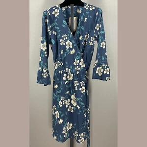 NEW Bass Dress Womens Small blue tan floral wrap outdoor - Picture 1 of 11