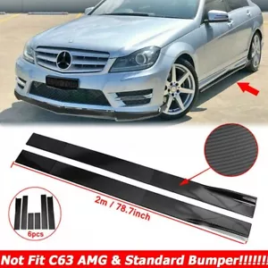 For Mercedes Benz C200 C300 CLA250 Side Skirt Extension Lip Glossy Black 78.7" - Picture 1 of 7