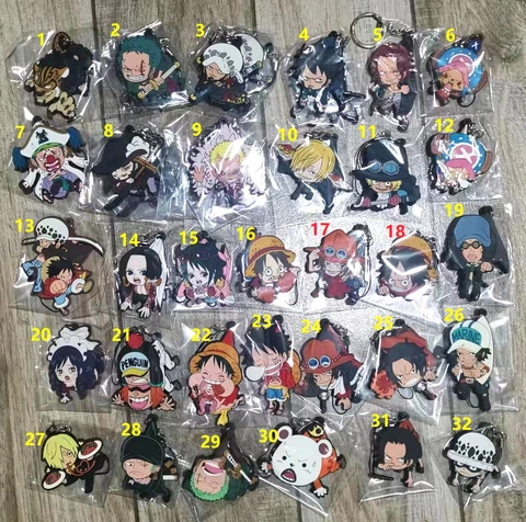 Japan Anime ONE PIECE Rubber Strap Keychain Key Ring Charm Luffy Law Zoro Ace Cover